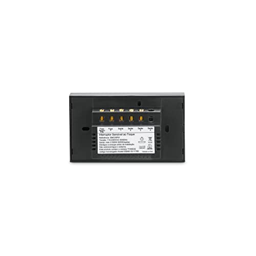 Steck, Interruptor Inteligente 4x2”, Touch Wi-Fi Steck Ambiente Conectado, 3 Módulos, Bivolt, Preto