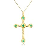 GOWE Vintage Cross Natural Emerald Diamond Pendant 18K Yellow Gold Handmade Cross Real Diamond
