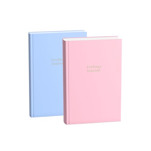 Image of Feelings Journal Guided Journaling Kit | 4 Month Undated Wellness Journal | Guided Prompts for Self-Love, Build Confidence & Mindful Growth | Free Stickers & Bookmark | Blue & Pink Colour (Pack of 2)