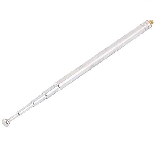 Antena telescópica para RC, Reemplazo Antena Telescópica para Radio TV, Antena Telescópica para TV FM/AV Receiver, 5 secciones, Longitud 30 cm, Max. Diámetro 5 mm, Acero, Plateada
