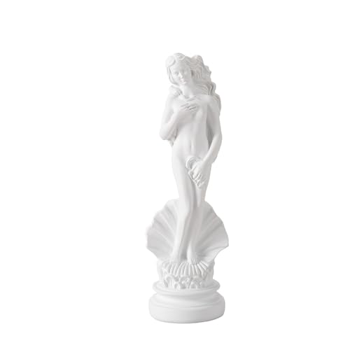 Venus Afrodita Figura de escultura de resina, estatua decorativa de diosa griega con base de conchas, adornos blancos clásicos para decoración del hogar, escritorio de estilo europeo o exhibición de
