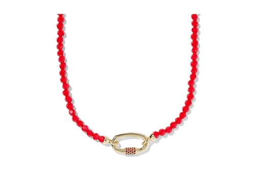 Kendra Scott, Women's, Emery Beaded Strand Necklace, Gold Red Glass, One Size