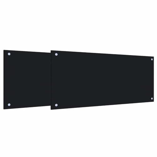 Crédence de cuisine en verre protection anti-éclaboussures lot de 2 noir - 2