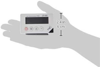 TFA 30.1033 Digital Probe Thermometer display unit held in a hand for size comparison, showing dimensions of 2.4 inches (6 cm) in height.
