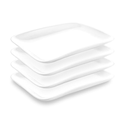 MIVIDE 4er Set Servierplatten Porzellan Weiß, 25.5 x17.4 x 3 cm...