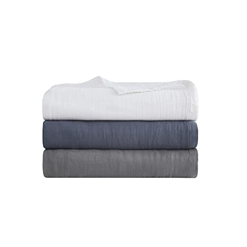 Image of Madison Park Gauze Cotton Queen Blanket Lightweight for Summer, Charcoal