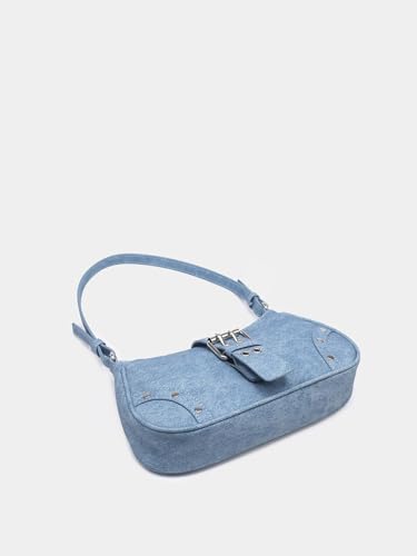 Image of Verdusa Women's PU Leather Punk Rivet Shoulder Bags Vintage Handbag Purses Blue One-Size