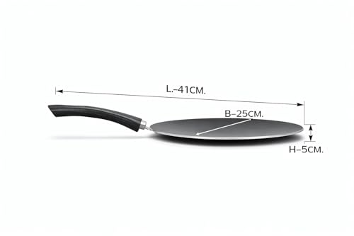 Image of Non-Stick Concave Tawa 25 cm 3mm Thick Heavy Base Induction & Gas Compatible Black Series Multi-Purpose Flat Pan for Roti, Chapati, Paratha, Dosa, Uttapam