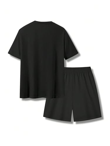 GORGLITTER Men's 2 Piece Outfits Reflective Shorts Sleeve T Shirt and Shorts Sets Drippy Clothes Rave Outfits2