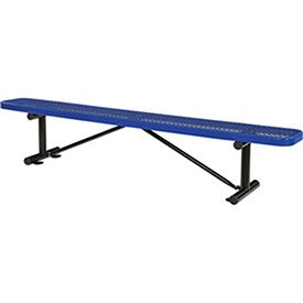 Global Industrial8'L Heavy Duty Expanded Metal Mesh Flat Bench with Steel Frame, Portable Outdoor Bench, 1000 lbs Capacity, Blue, 96" L x 14-1/2"W x 18" H