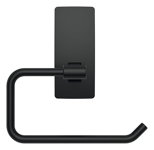 Image of Command Toilet Paper Holder, Matte Black, 1 Holder, 2 Strips
