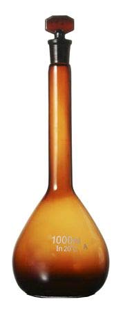 DBA1000 Amber Glass 1000ml Volumetric Flask Class A with Ground Stopper