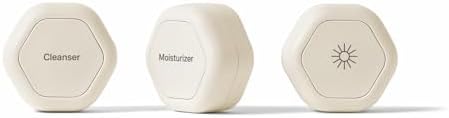 Cadence Travel Containers Basic Skincare Set - Magnetic Containers with Lids,Carry On Travel Essentials For Women/Men - 3 Small Capsules (0.56oz) - Cleanser, Moisturizer & Sun-Icon Labels - Sand