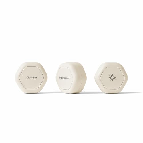 Cadence Travel Containers Basic Skincare Set - Magnetic Containers with Lids,Carry On Travel Essentials For Women/Men - 3 Small Capsules (0.56oz) - Cleanser, Moisturizer & Sun-Icon Labels - Pacific