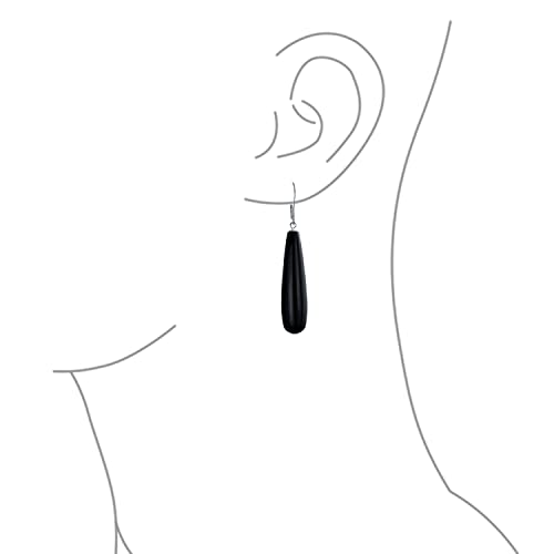 Long Simple Linear Quartz Turquoise Onyx Lapis Lazuli Gemstone Elongated Teardrop Lever Back Dangle Earrings Western Jewelry For Women Teen .925 Sterling Silver3