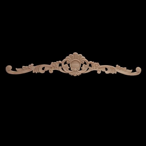 Apliques de madera largos C91,6 ornamentos tallados de rosa para decorar muebles