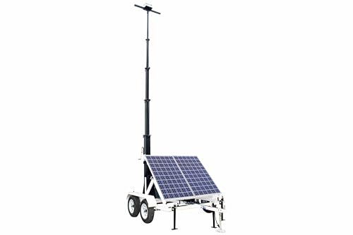 Portable Solar 30' Light Tower- 12V 250aH Gel Cell Battery w/Charger- Tandem Axle Trailer - 5-15 Cord Cap