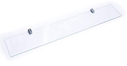 Estante de vidrio endurecido con acabado cromado, 400 mm x 100 mm, 6 mm de espesor