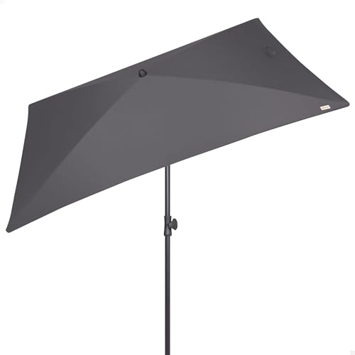 AKTIVE Sombrilla rectangular balcón, 200x125 cm, Color antracita, Protección UV30, Mástil acero, Tubo Ø28/32 mm, Inclinable y regulable en altura, Tejido poliéster, Sombrillas grandes (62350)