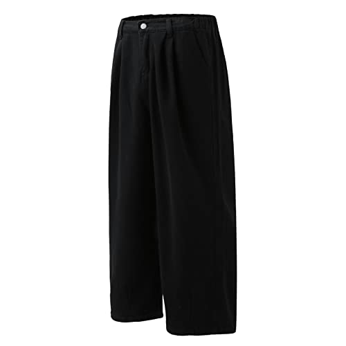 Mens Jeans Relaxed Fit Elastic Waist Wide Leg Baggy Denim Pants with Pockets Fashion Streetwear Casual Jean Trousers3