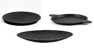 ALPCO Cast Iron Tawa Combo of 3- Multi-Purpose Tawa, Deep Roti Tawa, Shallow Roti Chapati Tawa
