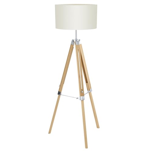 Lámpara de pie de salón para iluminar rincones oscuros con madera natural e interruptor
