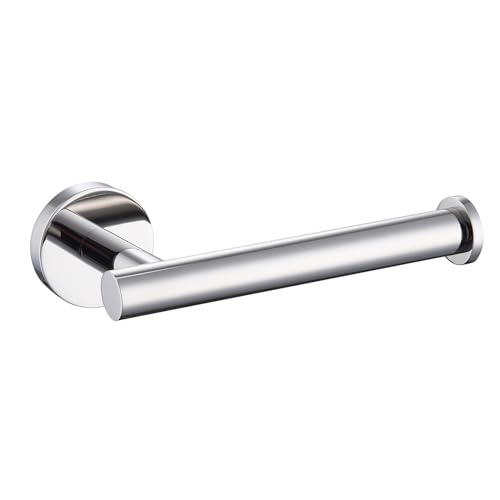 TASTOS Polished Chrome Toilet Paper Holder SUS304 Stainless Steel, Modern Round Tissue Roll Holders Wall Mount, Toilet Paper Roll Dispenser Bathroom 5 inch TP Holder for Kitchen Washroom