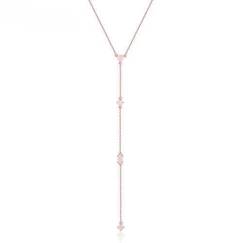 Collier Pendentif Argent 925 Femme Chaîne Longue Sautoir Or Rose Chic
