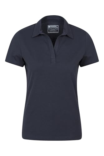 Mountain Warehouse Polo UV para mujer - camiseta para mujer con protección UV, top con cuello en V, parte de arriba ligera - Otoño Invierno, correr, senderismo y aire libre Azul marino 32