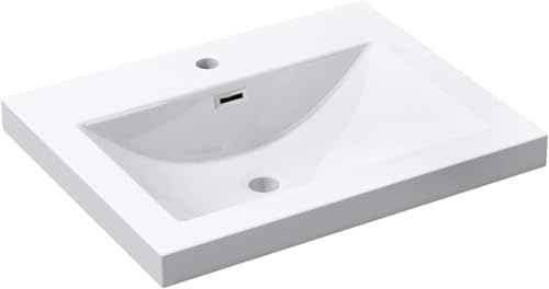 doporro Lavabo Vasque Blanc 60cm à Encastrer Colossum01 Fonte Minérale Solid Surface 60x48x13cm