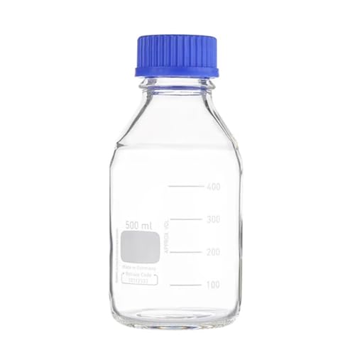 Flacon de laboratoire en verre transparent avec bague et bouchon