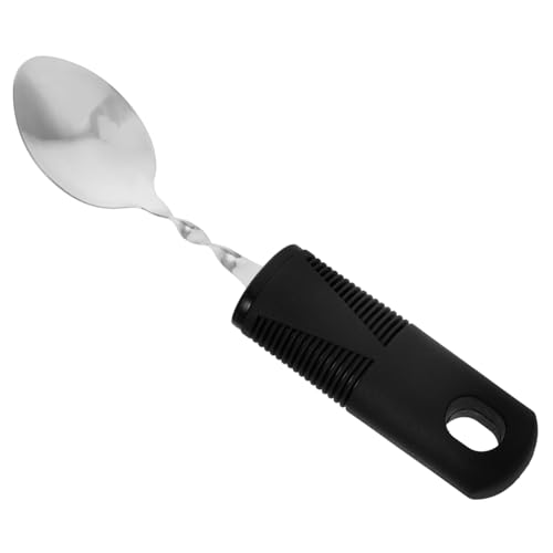Mikinona Weighted Bendable Spoon Adaptive Utensil for Handicap Elderly Arthritic Hands Non-slip Comfortable to Hold Soup Spoon Built-up Handle