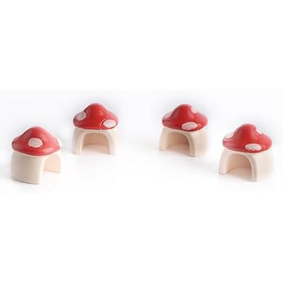 4 Pack Jumping Spider Mini Mushroom Decor Hermit Crab Cute Hide Decor for Hermit Crab Spider Snail Ant Millipede Tiny Bugs