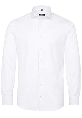 eterna Langarm Hemd Slim FIT Twill unifarben W42 Langarm Weiß