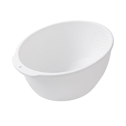 Cuenco para lavar quinua, colador de cocina, cuenco para lavar arroz con escurridor lateral, colador multifuncional de limpieza de arroz de calidad alimentaria para limpiar frutas de lavado