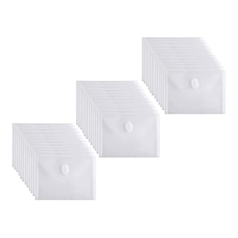 YESSART 5x7 Small Plastic Envelopes Receipt Check Storage File Holder Case 36 Pack Hook & Loop Closure (clear-36 pack) Cover