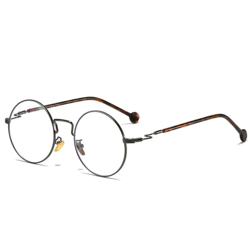 Lunettes rondes rétro légères en métal et monture transparente confortable
