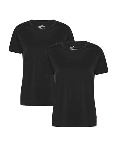 DANISH ENDURANCE 100% Merino Shirt Damen Geruchsresistentes Tshirt 2er-Pack Schwarz XL