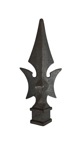 Image of Cast Iron Fence Finials, Multiple Decorative Styles & Sizes, 1 /2 inch to 1 inch Inch Square and Round Spears, Fleur de Lis Design (1 /2 inch Javelin SQ, 4)