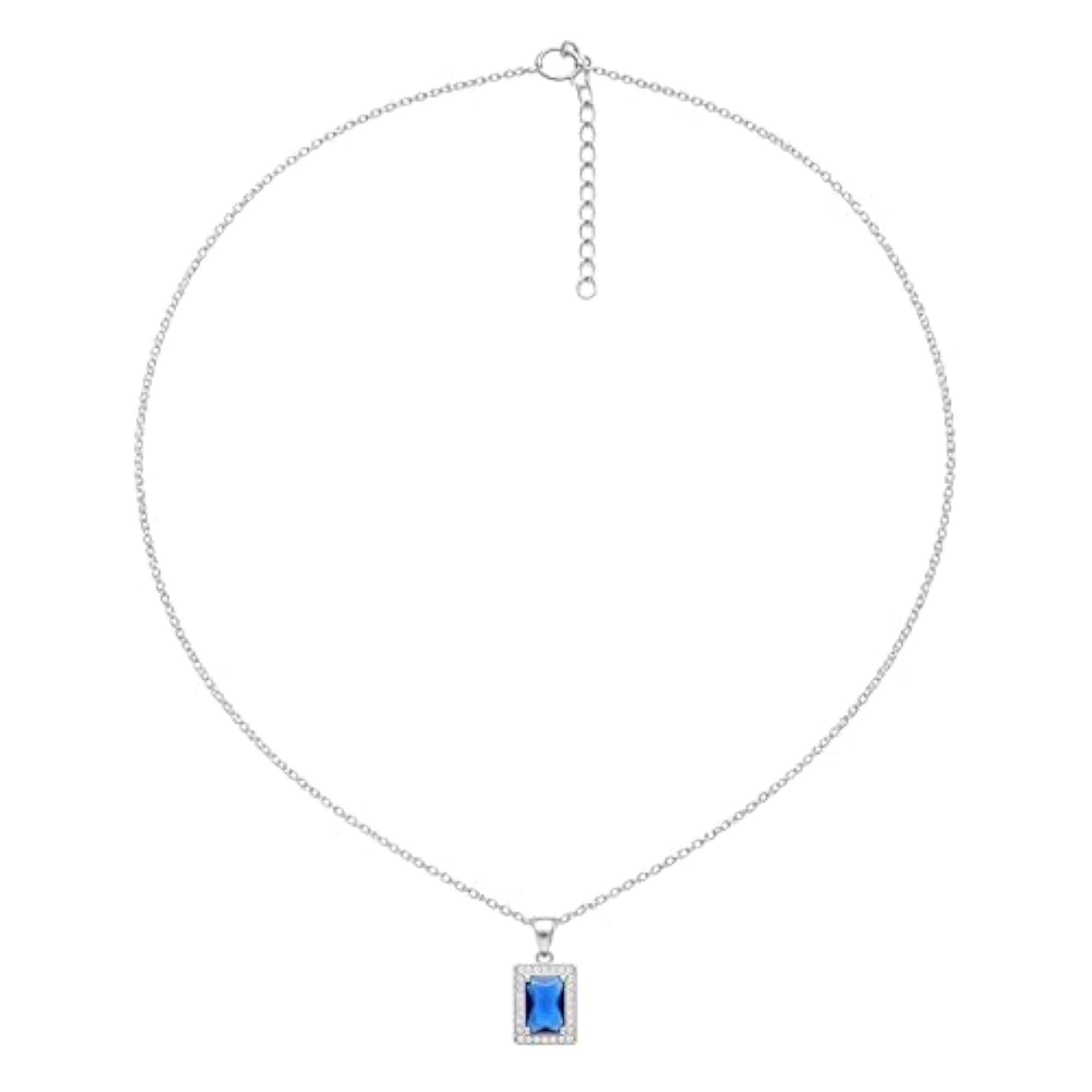 925 Sterling Silver American Blue Emerald Pendant & Earrings Set