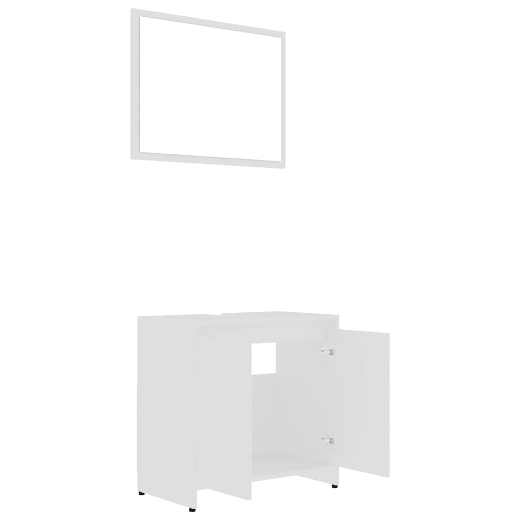 Lot de 4 meubles de salle de bain en bois blanc avec armoire haute, meuble