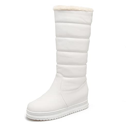 Women's Winter Mid Calf Tall Snow Boots Waterproof Rain Pull On Warm Fur Lined Wide Calf Snow Boot
