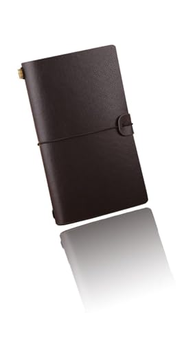 Sweet seven Travel Journal Notebook in Genuine Leather - Vintage Style Diary with Replaceable Pages - 4.72 X 7.87 inch (Black)