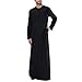 Caftano Uomo Abaya Musulmano Arabo Islamico Abbigliamento Uomo Musulmano Stampa Caftano Islamico Royalty Dubai Robe Scollo A O Maniche Lunghe Retro Tuniche Abaya Lose Kandoura, Nero , L immagine