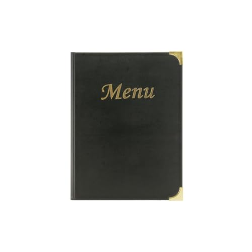 SECURIT - Speisekarte Basic Line - 4 feste doppelseitige Einleger = 8 DIN A4-Seiten - Für Cafés Bars Restaurants - PVC - Schwarz