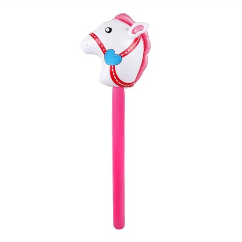 Inflatable Stick Horse Inflatable Horse Head Stick Balloon Funny Stick Horse Toy for Kids Inflatable Horse on a Stick for Birthday Cowboy Party Supplies(37 Inch Pink)