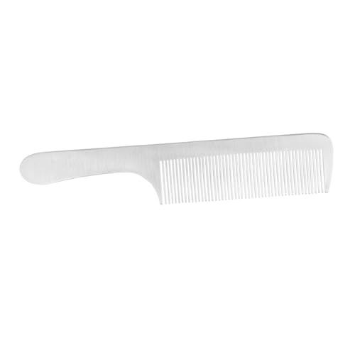 BAZEITFLOW Peine Profesional de Titanio Acero Inoxidable para Peluquería Herramienta Resistente y Antiestática Diseño Ergonómico para Barbería y Diario Plateado