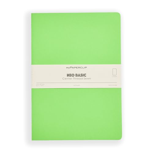 Image of myPAPERCLIP NeoBasic A4 Unruled Notebook | 160 Pages, 80 GSM, 250 GSM Soft Cover, A4 (8.27 x 11.69 in) | Green