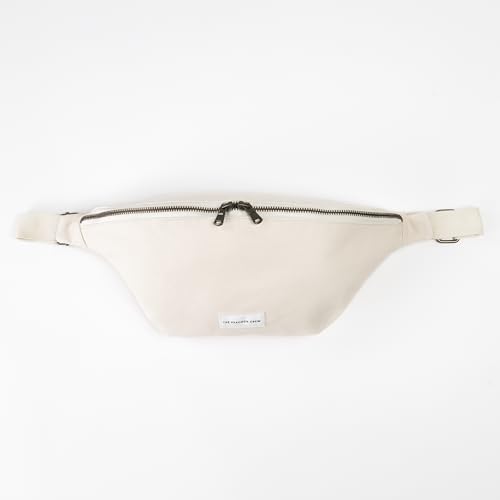 Image of The Peacock Crew Fanny Pack - Stylish Cotton Crossbody Bag for Men & Women - Adjustable Strap, Dual Zipper - Premium Fabric Shoulder Bag, Trekker Beige