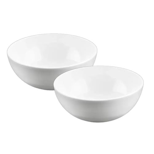 Wilmax - Schale aus Porzellan - 600nl - 2er Set - Salatschüssel - Weißer Schüssel für Snacks, Salat - Ø 14cm- Obstschale - Müsli-Schale - Elegant und Kratzfest - Ideal als Geschenk